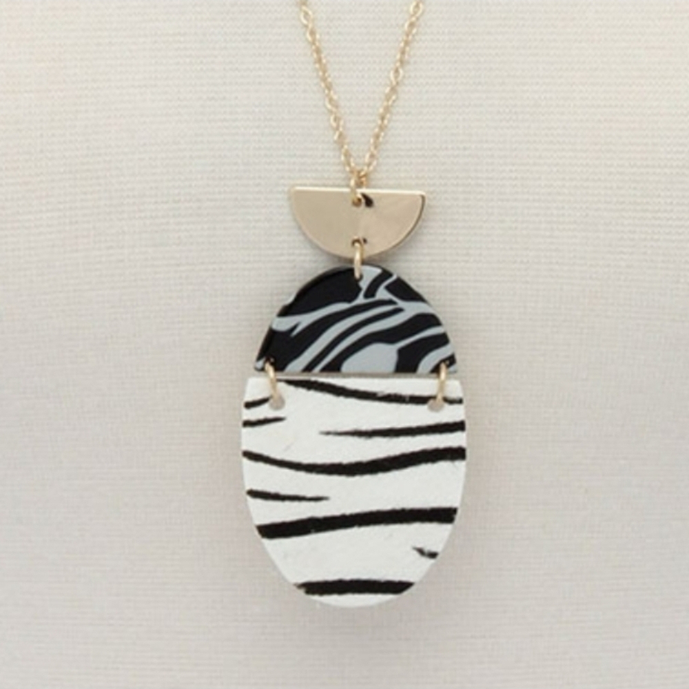 Zebra Print Pendant Necklace